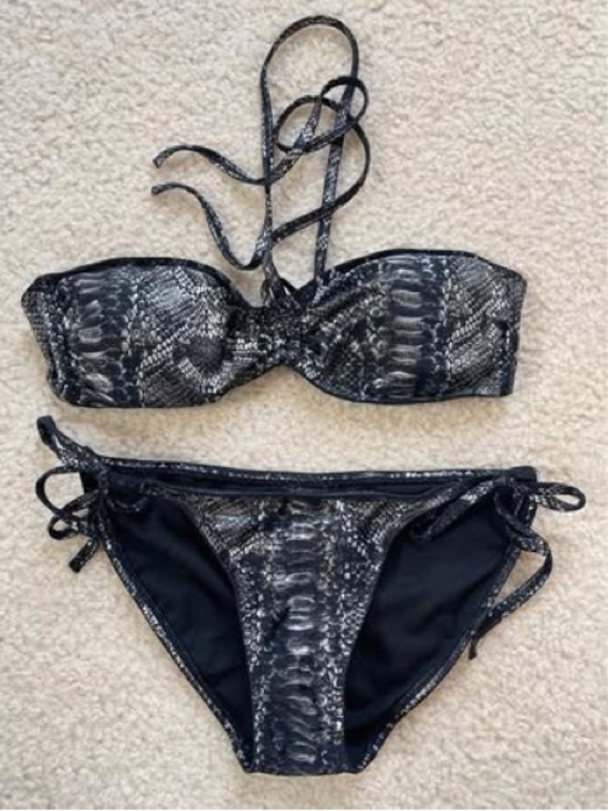 Unknown Other - Snake Print Bandeau Bikini Set S Top / XS Bottom